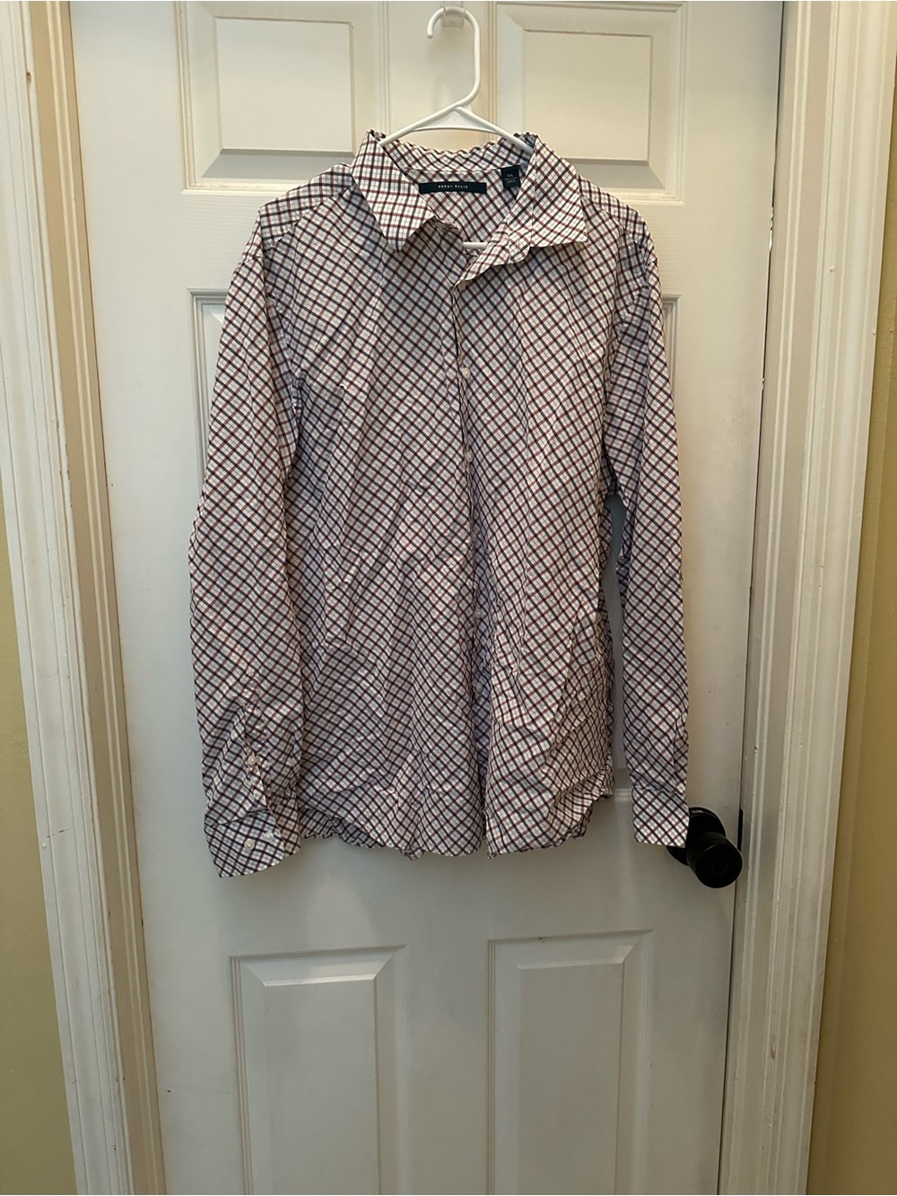 Men's Long-Sleeve Check Button-Up Shirt - White & Navy